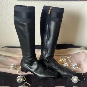 Gucci Leather with Silk Riding Boots