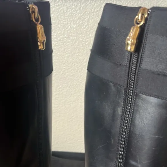 Gucci Leather with Silk Riding Boots