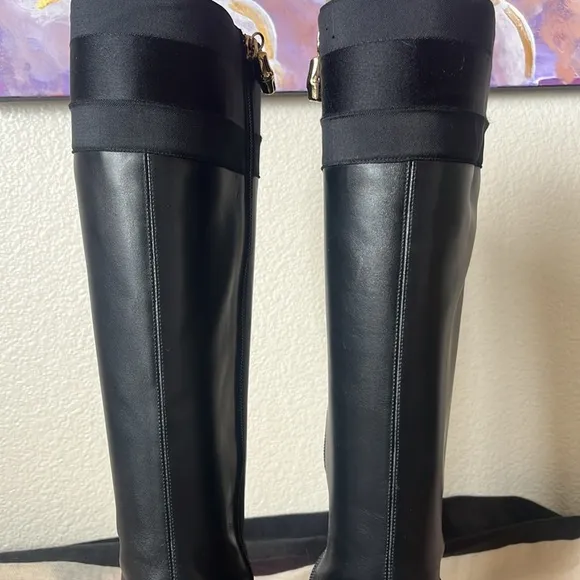 Gucci Leather with Silk Riding Boots