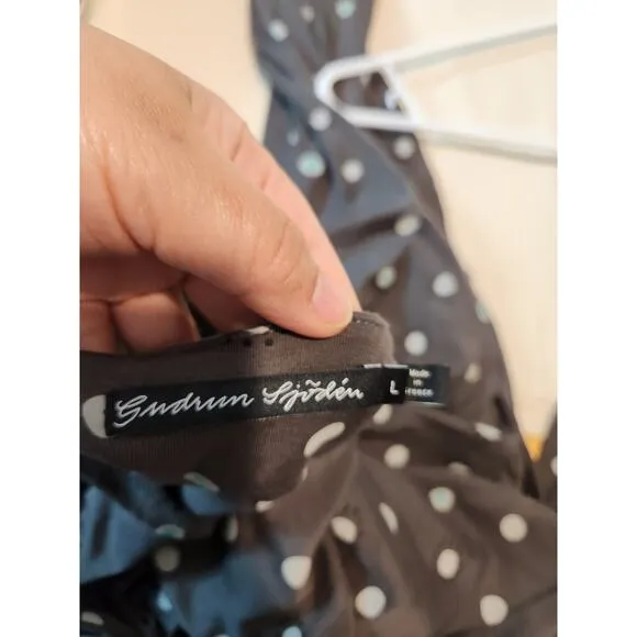 Gudrun Sjödén Gray Dot Print TENCEL Pocket Dress L Eco Artsy Scandi Style design