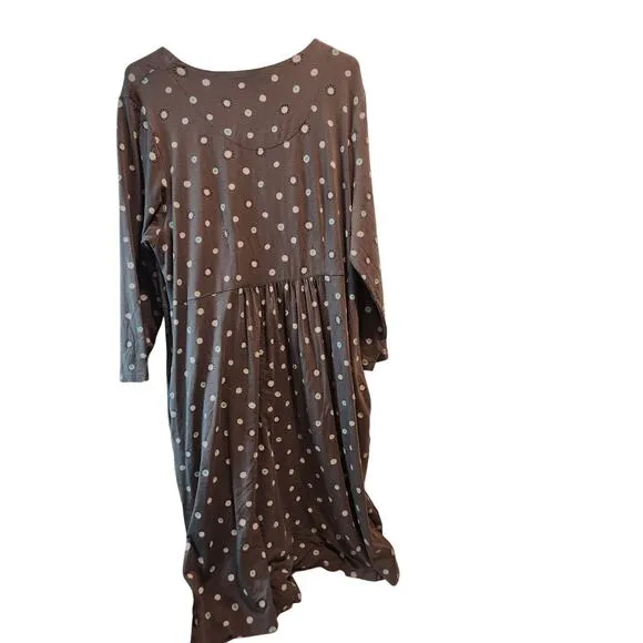 Gudrun Sjödén Gray Dot Print TENCEL Pocket Dress L Eco Artsy Scandi Style design