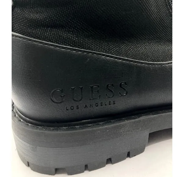 Guess Los Angeles Radford Combat Boots 9.5 M Black Combat Leather Mesh 8&quot; Rise