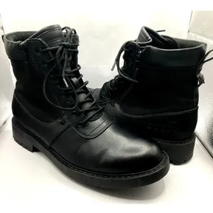 Guess Los Angeles Radford Combat Boots 9.5 M Black Combat Leather Mesh 8&quot; Rise