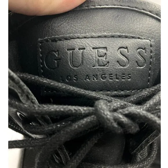 Guess Los Angeles Radford Combat Boots 9.5 M Black Combat Leather Mesh 8&quot; Rise