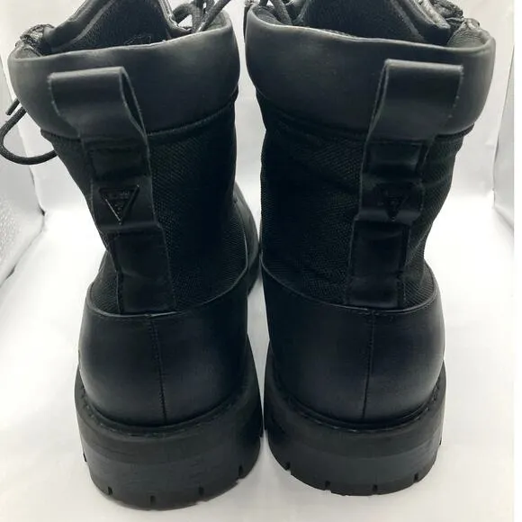Guess Los Angeles Radford Combat Boots 9.5 M Black Combat Leather Mesh 8&quot; Rise