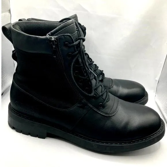 Guess Los Angeles Radford Combat Boots 9.5 M Black Combat Leather Mesh 8&quot; Rise