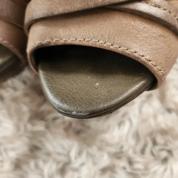 Gunmetal January Open Toed Stiletto Booties Brown And Beige Women's Size 36 US 6