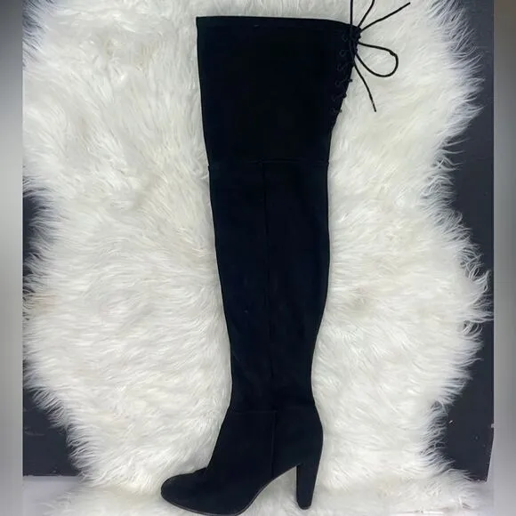 H &amp; M | Over The Knee suede boots 6.0      3” heel, black.