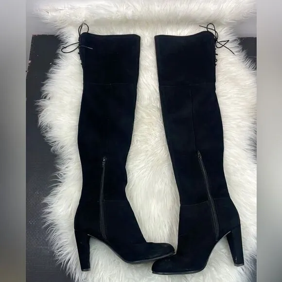 H &amp; M | Over The Knee suede boots 6.0      3” heel, black.