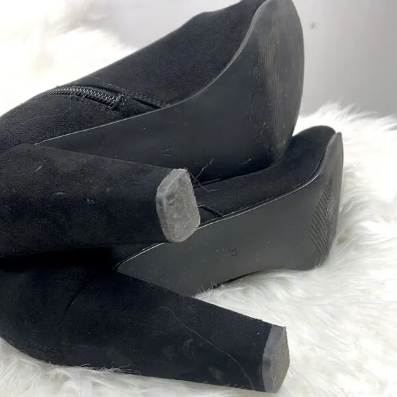 H &amp; M | Over The Knee suede boots 6.0      3” heel, black.