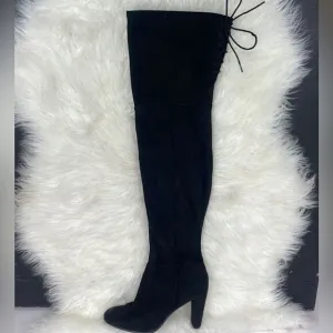 H &amp; M | Over The Knee suede boots 6.0      3” heel, black.