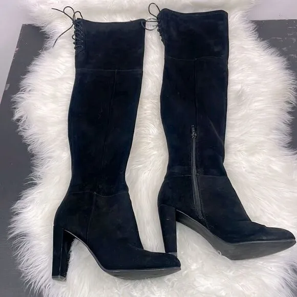 H &amp; M | Over The Knee suede boots 6.0      3” heel, black.