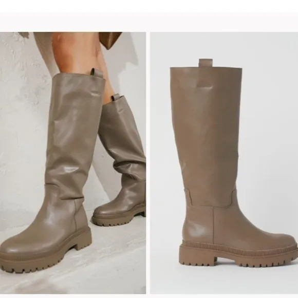 H&amp;M knee high lug boots