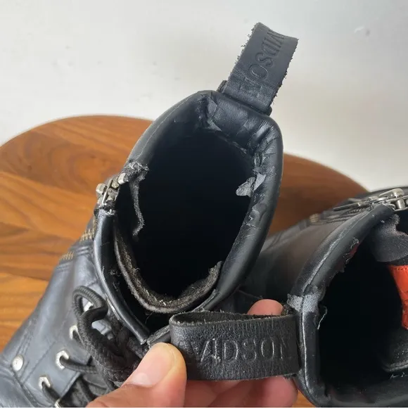 Harley Davidson Black Leather Riding Boots Lace Zipper