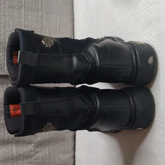 Harley Davidson Boots Mens Size 11 Black Leather Lace Up Side Zip Combat