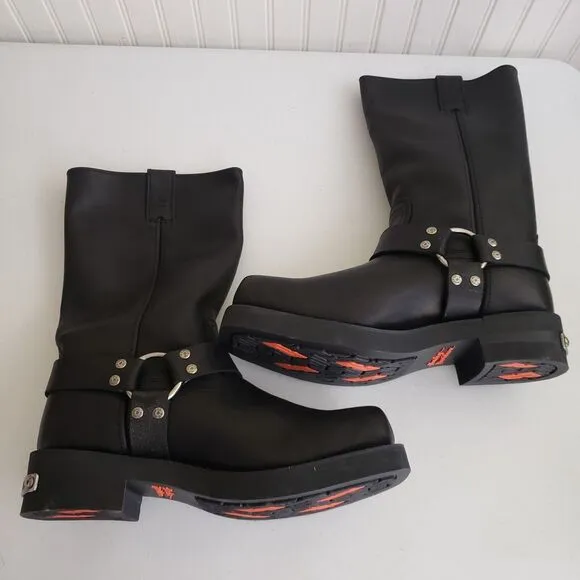 Harley Davidson Cambrelle Mega Harness Hi Biker Boots Square Toe Mens 10.5 91345