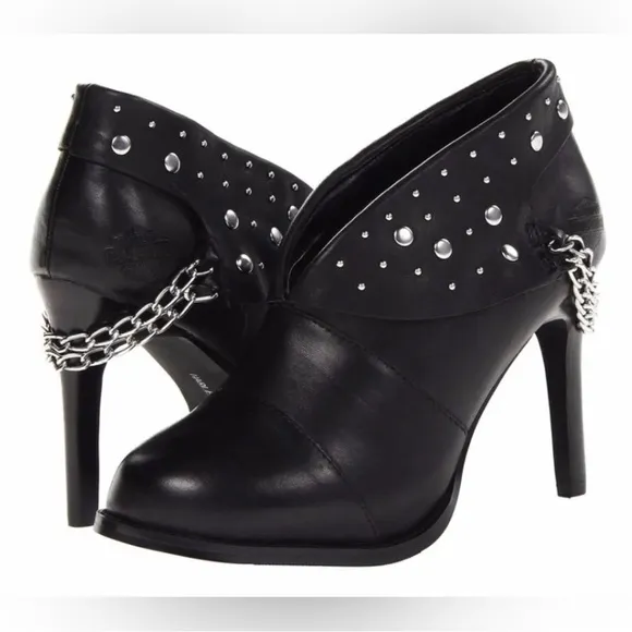 Harley Davidson Lena Stiletto Metal Rivet Chain Leather Boots NEW NWT Size 8.5