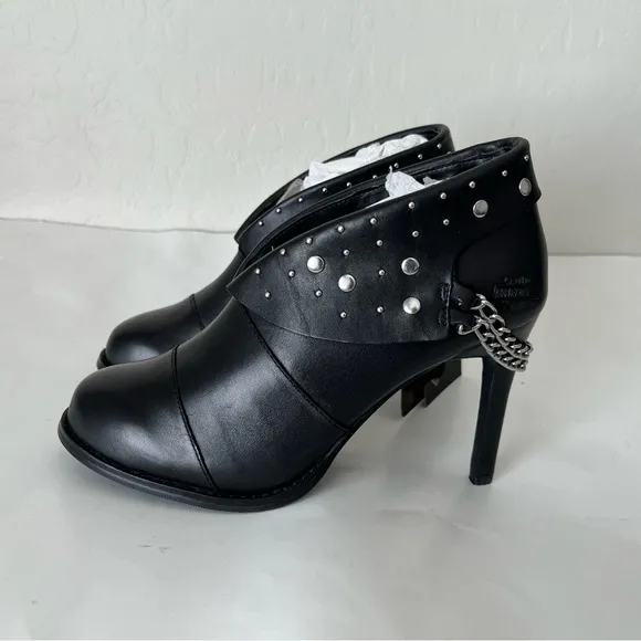 Harley Davidson Lena Stiletto Metal Rivet Chain Leather Boots NEW NWT Size 8.5