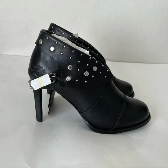 Harley Davidson Lena Stiletto Metal Rivet Chain Leather Boots NEW NWT Size 8.5