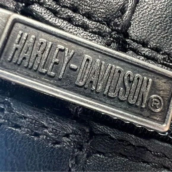 Harley Davidson Stefanie Black Biker Genuine Leather Boots D83558