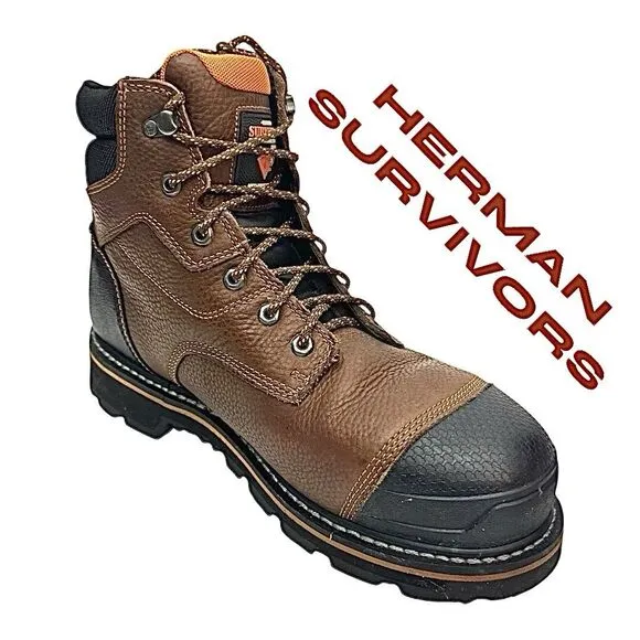 Herman Survivors Pro Series Mens Waterproof 10” Steel Toe Work Boots Size 10.5 M