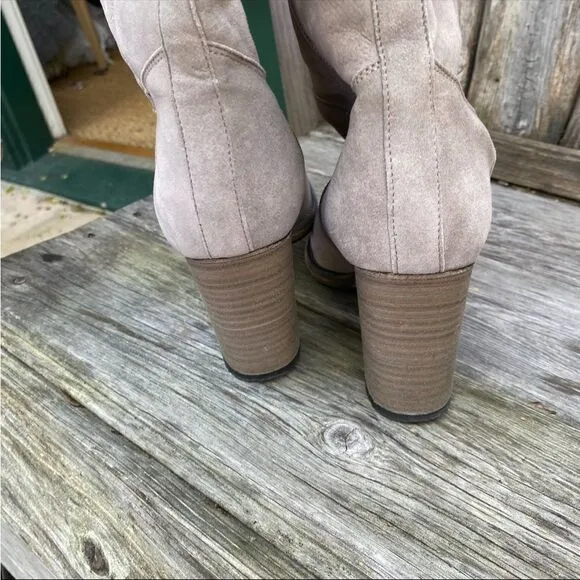HGA Italian suede gray heeled leather boots with fur lining size 7