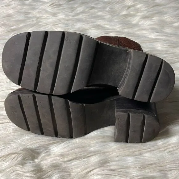 High Sierra 90's Chunky Heel Leather Boots in Brown