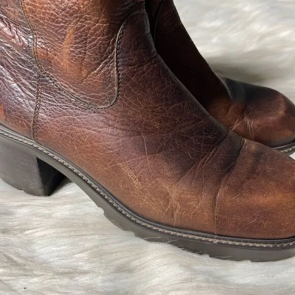 High Sierra 90's Chunky Heel Leather Boots in Brown