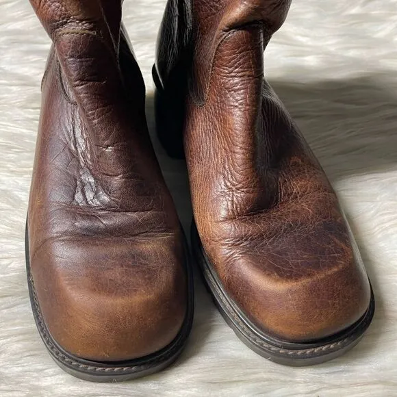 High Sierra 90's Chunky Heel Leather Boots in Brown