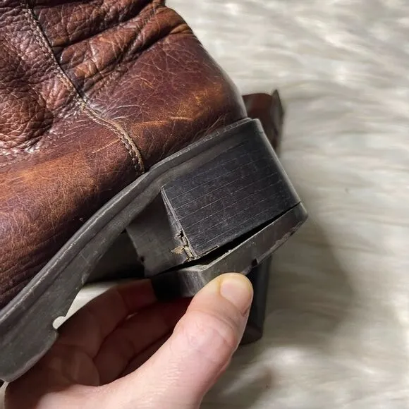 High Sierra 90's Chunky Heel Leather Boots in Brown