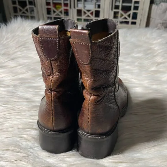 High Sierra 90's Chunky Heel Leather Boots in Brown