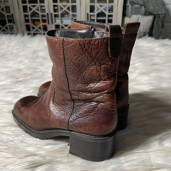 High Sierra 90's Chunky Heel Leather Boots in Brown