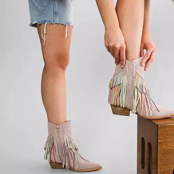 Host Pick🔥⭐️🔥Free People Lawless Fringe Genuine Leather Suede Western Boots