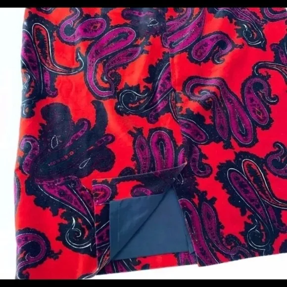🎉HP🎉Talbots,Velvet Orange &amp; Red Paisley Skirt, Excellent Condition:))