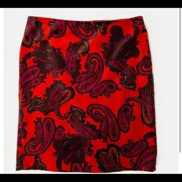 🎉HP🎉Talbots,Velvet Orange &amp; Red Paisley Skirt, Excellent Condition:))