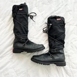 Hunter Amazonas Lace Up Black Leather Hiking Summit Winter Snow Boots 7 Womens