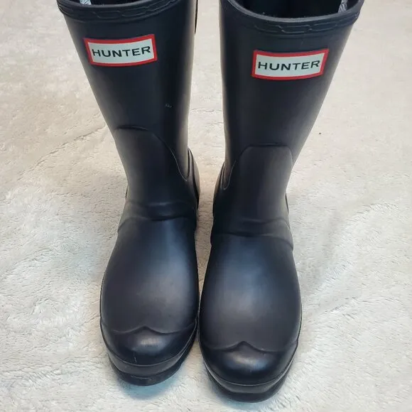 Hunter Black Matte Classic Original Short Waterproof Rubber Rain Boots Women 6