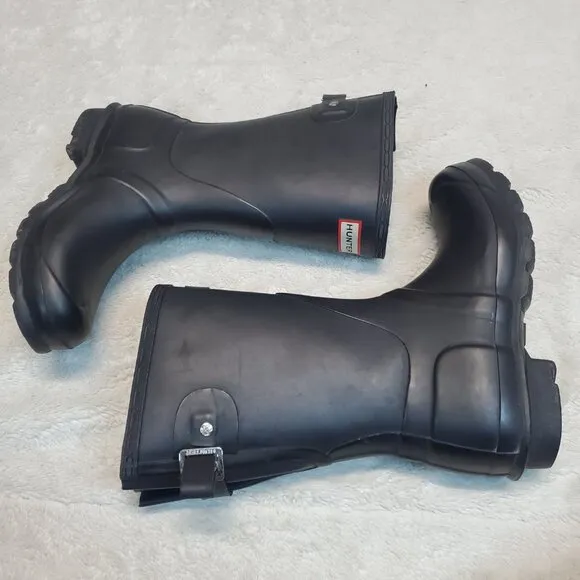 Hunter Black Matte Classic Original Short Waterproof Rubber Rain Boots Women 6