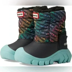 Hunter Girl's Intrepid Logo Rainbow Print Snow Boot (Toddler/Little Kid)