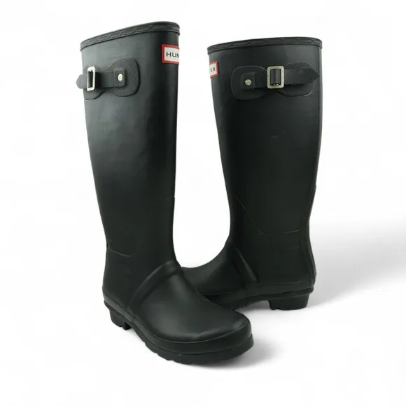 Hunter Original Tall Rain Boots Unisex M4 F5 UK 3 Black Rubber Waterproof New