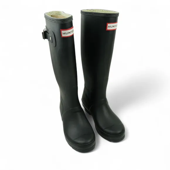 Hunter Original Tall Rain Boots Unisex M4 F5 UK 3 Black Rubber Waterproof New