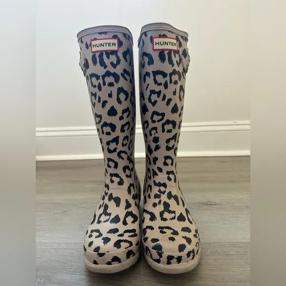 HUNTER ORIGINAL WATERPROOF RAIN BOOTS Big Girl sz 4 Lprd Print