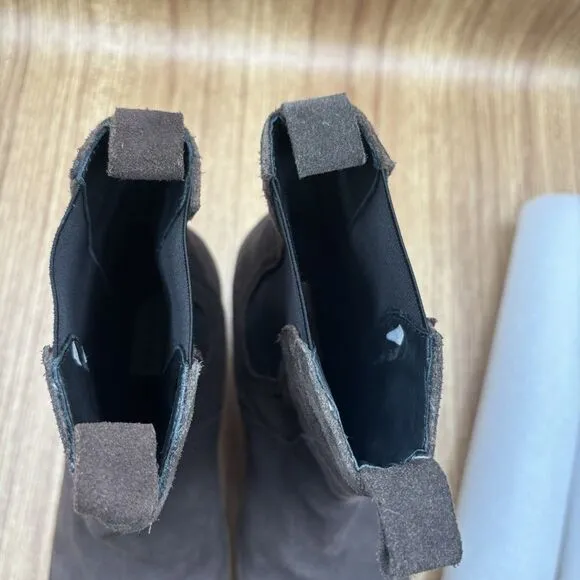Hunter Platform Chunky Heel Boots Brown Suede Rubber Women’s Size 8