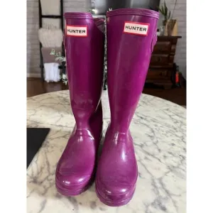 Hunter Purple Original Gloss Waterproof Rain Boots Womens Size 4B/5G