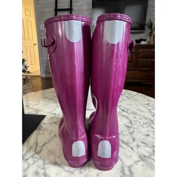 Hunter Purple Original Gloss Waterproof Rain Boots Womens Size 4B/5G
