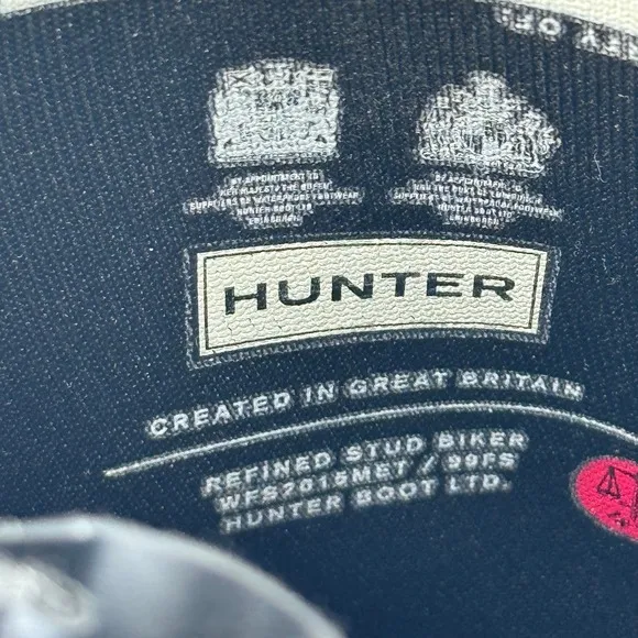 Hunter Refined Stud Biker Short Boots Waterproof Handcrafted‎ Matte Black 7