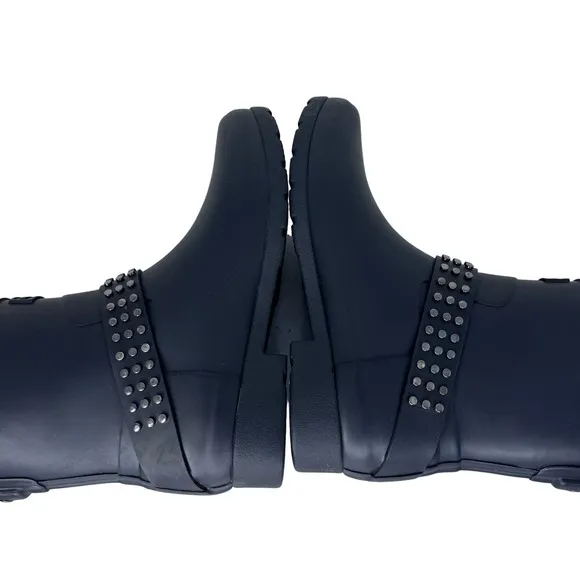 Hunter Refined Stud Biker Short Boots Waterproof Handcrafted‎ Matte Black 7