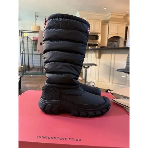 Hunter Women's Intrepid Tall Black Snow Boots WFT2108WWU Size 8!