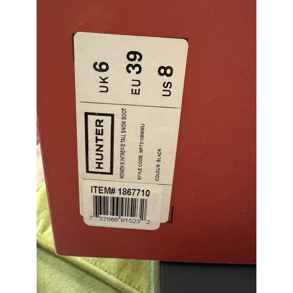 Hunter Women's Intrepid Tall Black Snow Boots WFT2108WWU Size 8!