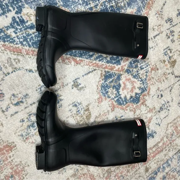 HUNTER- Women’s Original Tall Rain Boot Wellington Matte Black Size US 9